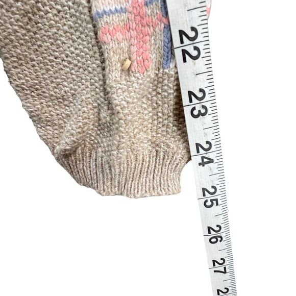 Vintage Koret Cardigan Sweater M Beige Embroidered Grandma Cottage Phoebe Buffay - Picture 11 of 15